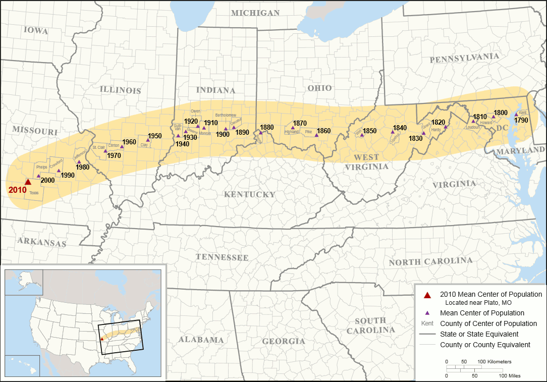 Population Center Of The US Discerning History